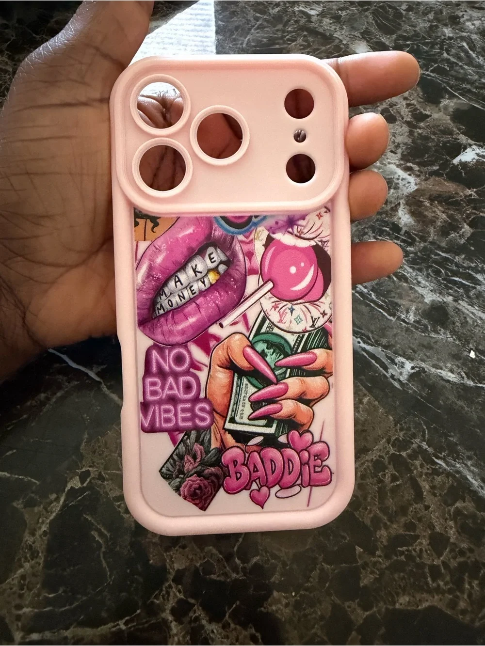 Pink Graphic 'Baddie' Phone Case - Fashion Protective Cover